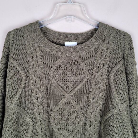 Gilli Olive Green Cable Knit Sweater Oversized Long Sleeve Size M NWT - Picture 3 of 12
